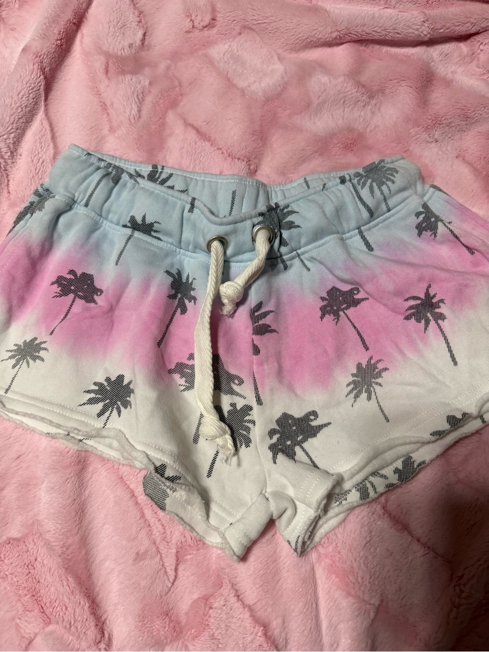 Vintage Havana Pink and Blue Ombre Palm Print Shorts
